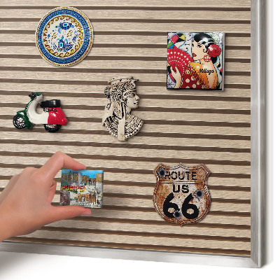 Souvenir magnet display board with a silver frame Calm structure