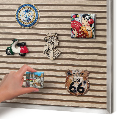 Souvenir magnet display board with a silver frame Calm structure