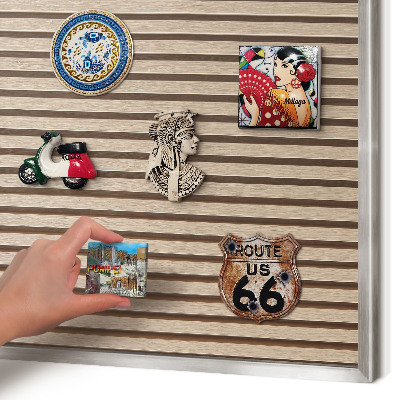 Souvenir magnet display board with a silver frame Calm structure