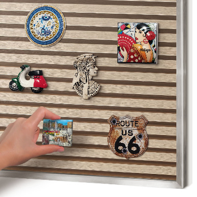 Souvenir magnet display board with a silver frame Calm structure
