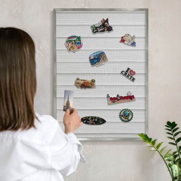 Printed magnet board in a silver frame Minimalist stripes