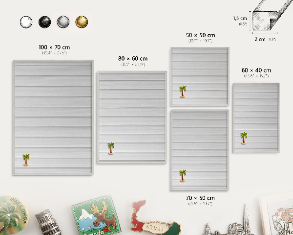 Printed magnet board in a silver frame Minimalist stripes