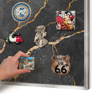 Printed magnet board in a silver frame Marble ribbons