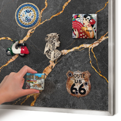Printed magnet board in a silver frame Marble ribbons