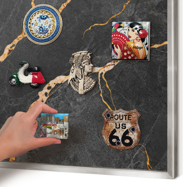 Printed magnet board in a silver frame Marble ribbons
