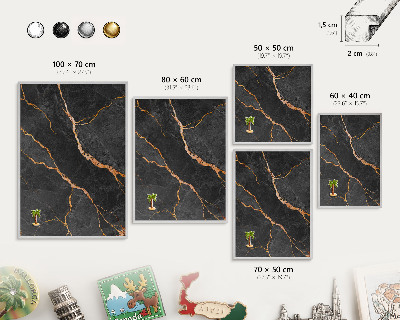Printed magnet board in a silver frame Marble ribbons