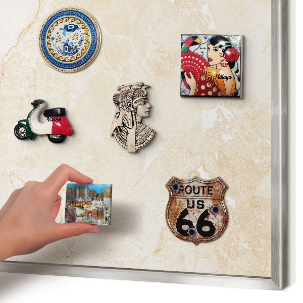 Printed magnet board in a silver frame Delicate marble