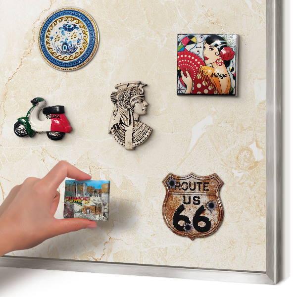 Printed magnet board in a silver frame Delicate marble