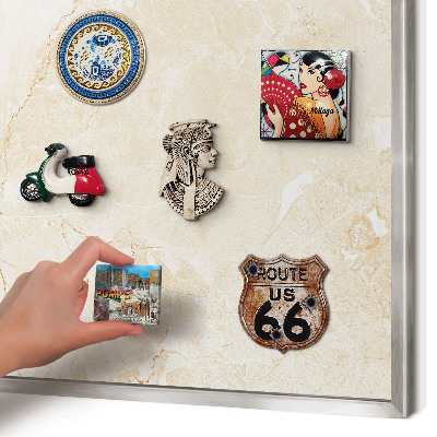 Printed magnet board in a silver frame Delicate marble