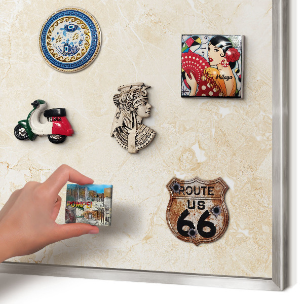 Printed magnet board in a silver frame Delicate marble