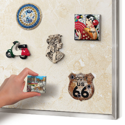 Printed magnet board in a silver frame Delicate marble