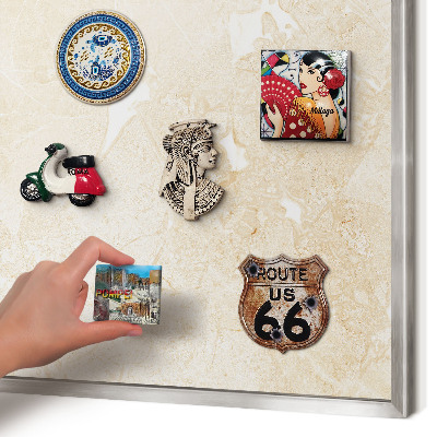 Printed magnet board in a silver frame Delicate marble