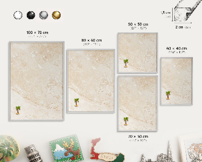 Printed magnet board in a silver frame Delicate marble