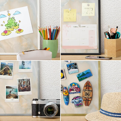 Souvenir magnet display board with a silver frame Subtle elegance