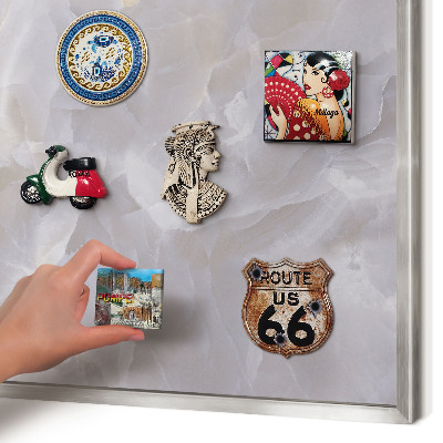 Printed magnet board in a silver frame Gray elegance