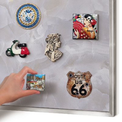 Printed magnet board in a silver frame Gray elegance