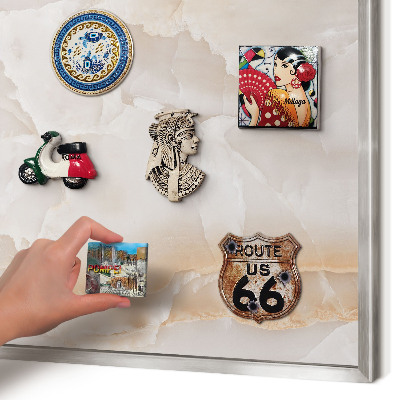 Souvenir magnet display board with a silver frame Subtle waves