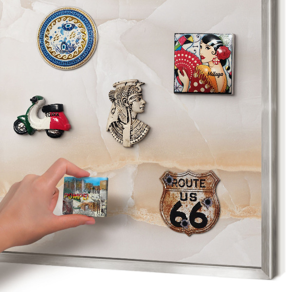 Souvenir magnet display board with a silver frame Subtle waves