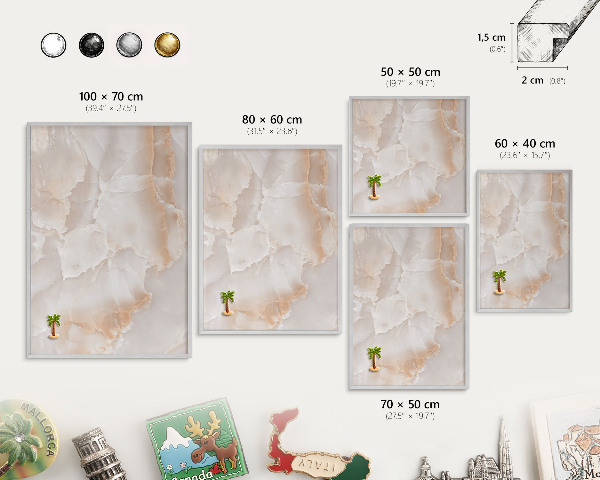 Souvenir magnet display board with a silver frame Subtle waves