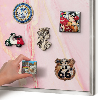 Printed magnet board in a silver frame Pink elegance