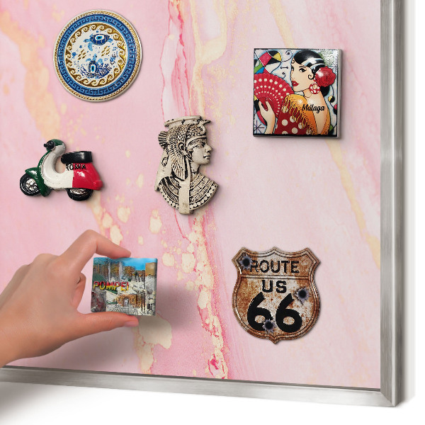 Printed magnet board in a silver frame Pink elegance