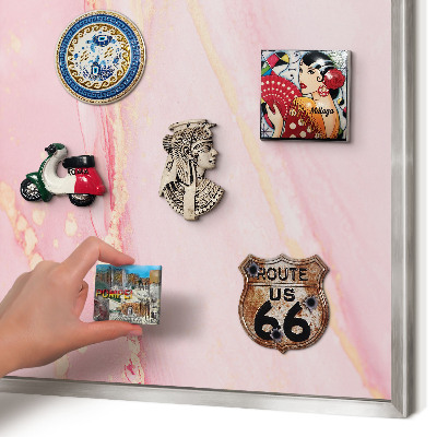 Printed magnet board in a silver frame Pink elegance