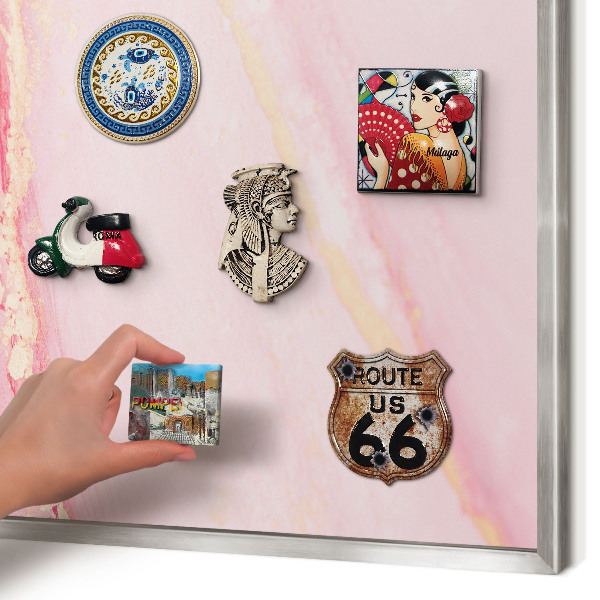 Printed magnet board in a silver frame Pink elegance