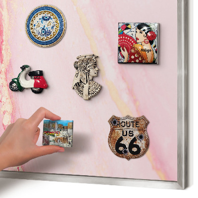 Printed magnet board in a silver frame Pink elegance