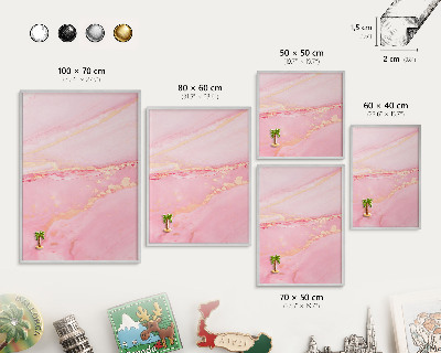 Printed magnet board in a silver frame Pink elegance