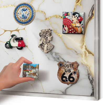 Printed magnet board in a silver frame Abstract marble