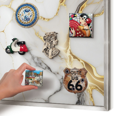 Printed magnet board in a silver frame Abstract marble