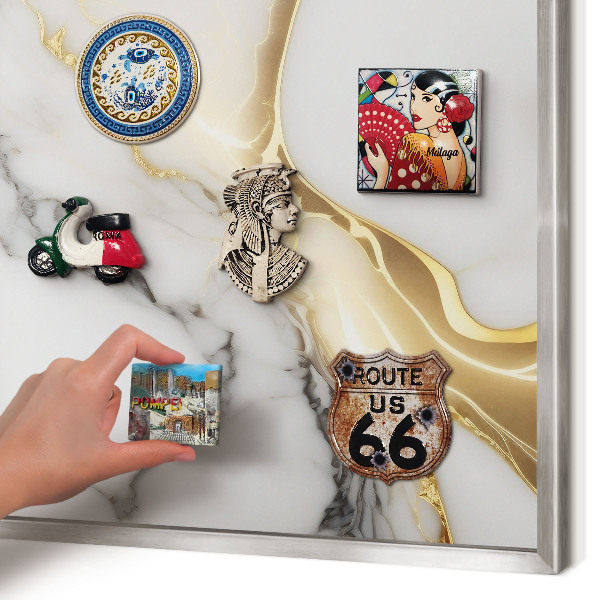 Printed magnet board in a silver frame Abstract marble