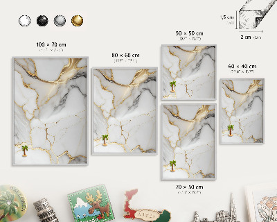 Printed magnet board in a silver frame Abstract marble