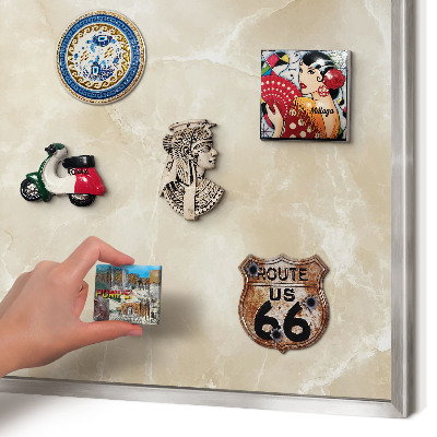 Souvenir magnet display board with a silver frame Marble pattern