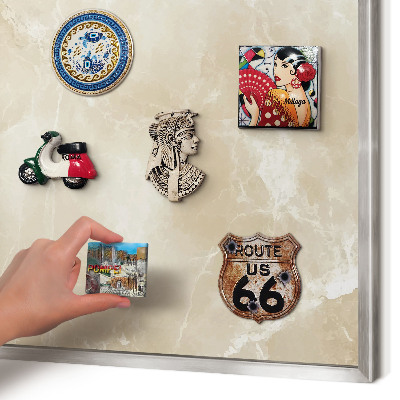 Souvenir magnet display board with a silver frame Marble pattern
