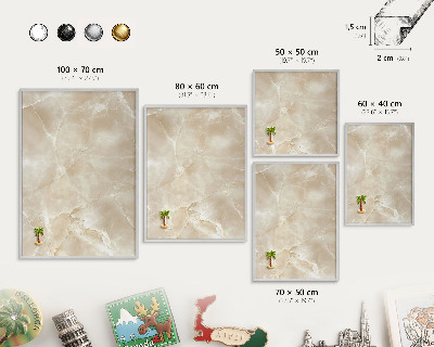 Souvenir magnet display board with a silver frame Marble pattern