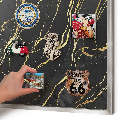 Printed magnet board in a silver frame Luxurious waves