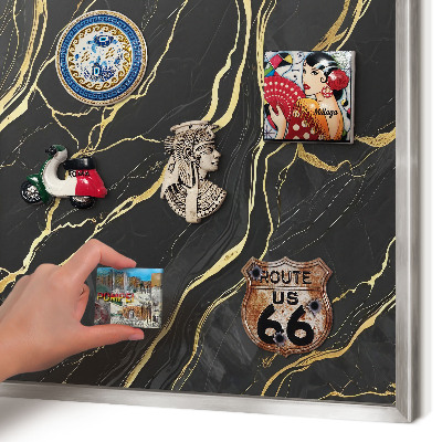 Printed magnet board in a silver frame Luxurious waves