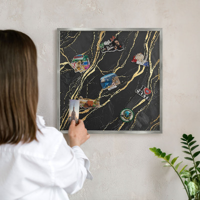 Printed magnet board in a silver frame Luxurious waves