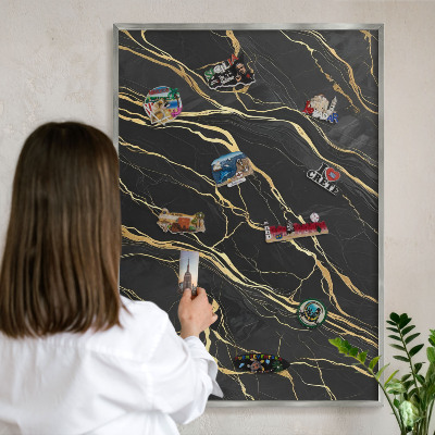 Printed magnet board in a silver frame Luxurious waves