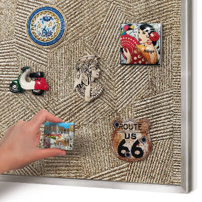 Printed magnet board in a silver frame Geometric pattern