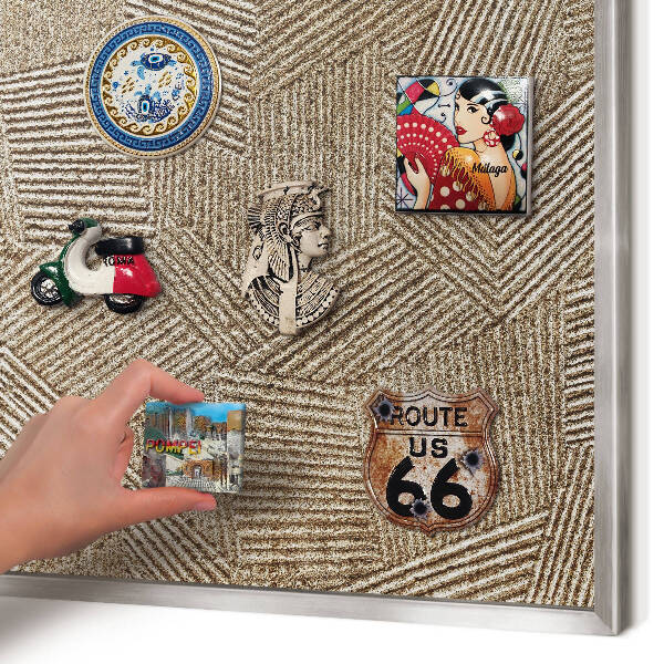 Printed magnet board in a silver frame Geometric pattern