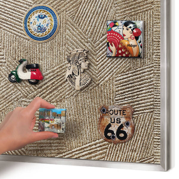 Printed magnet board in a silver frame Geometric pattern