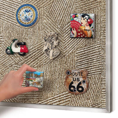 Printed magnet board in a silver frame Geometric pattern