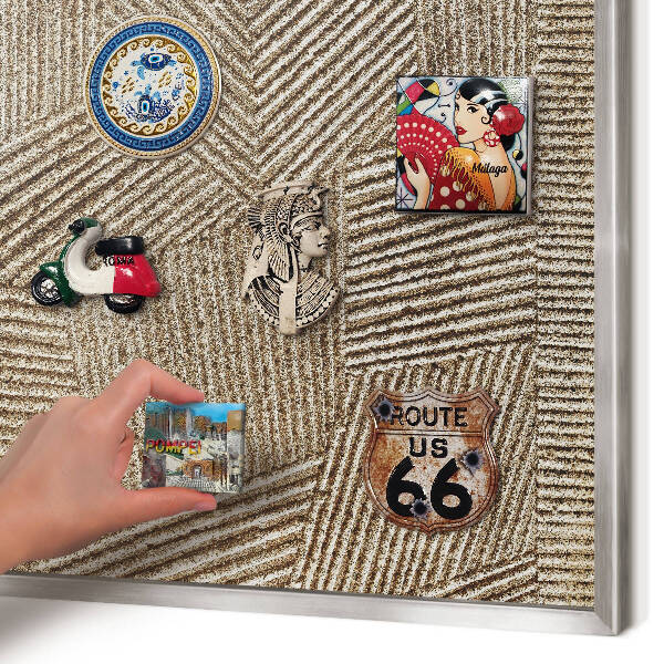 Printed magnet board in a silver frame Geometric pattern