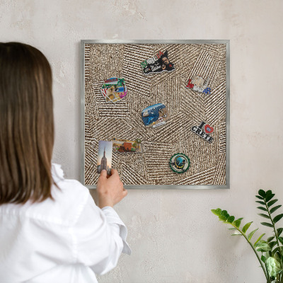 Printed magnet board in a silver frame Geometric pattern