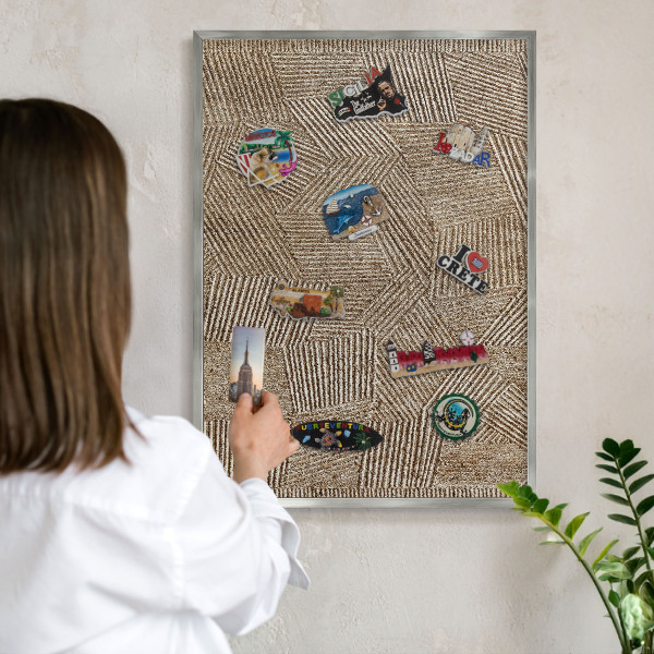 Printed magnet board in a silver frame Geometric pattern
