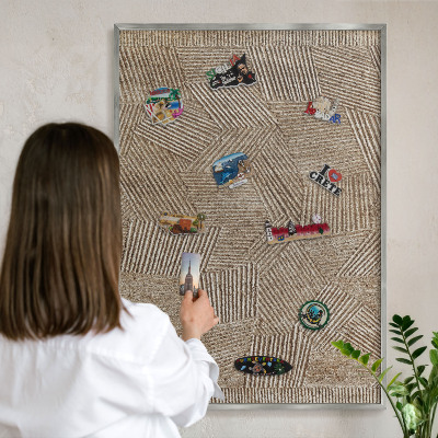 Printed magnet board in a silver frame Geometric pattern
