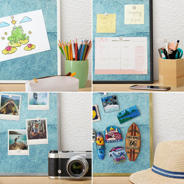 Printed magnet board in a silver frame Blue waves