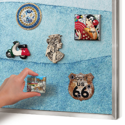 Printed magnet board in a silver frame Blue waves